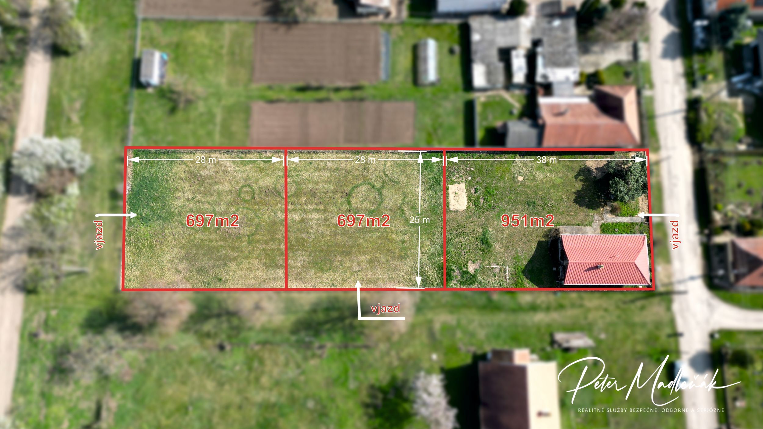 Na predaj 3 stavebné pozemky v obci Poľný Kesov.